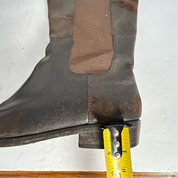 KORS Michael Kors Dark Brown Waxy Suede Leather Knee Boots Size 6 TINY FLAW - Picture 12 of 14